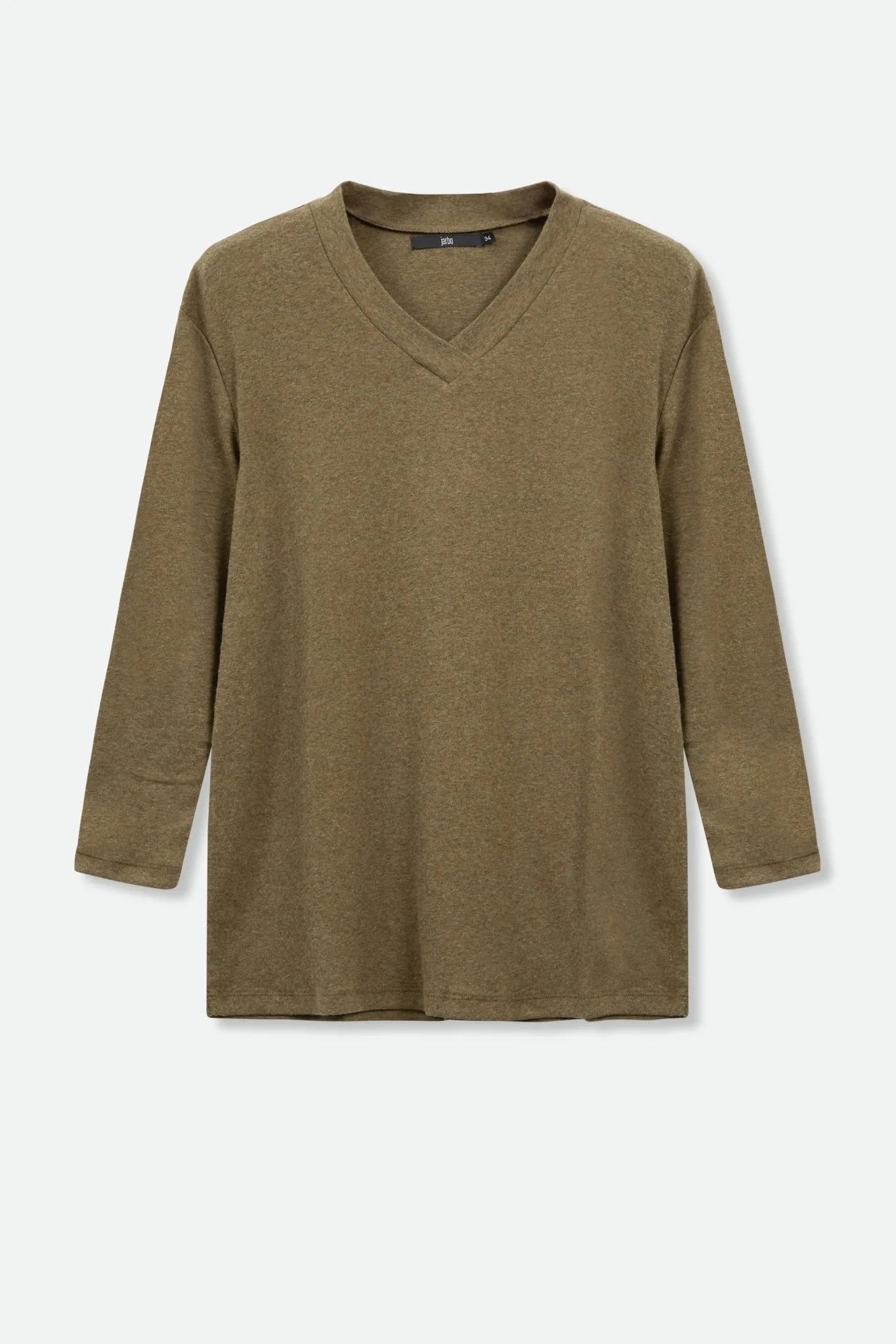 A LINE V NECK 3/4 SLEEVE IN HEATHERED PIMA COTTON