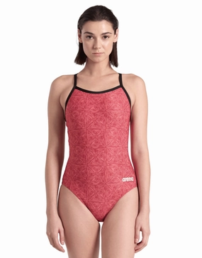 Abstract Tiles Lightdrop Back Swimsuit - Red arena swimwear for men, arena competitive swimsuits