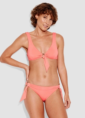 Active Ring Side Hipster Bikini Pants - Peach push up bikinis women, sporty womens bikini sets