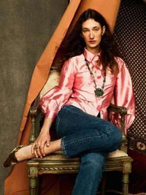 Adeline Top in Peony Taffeta
