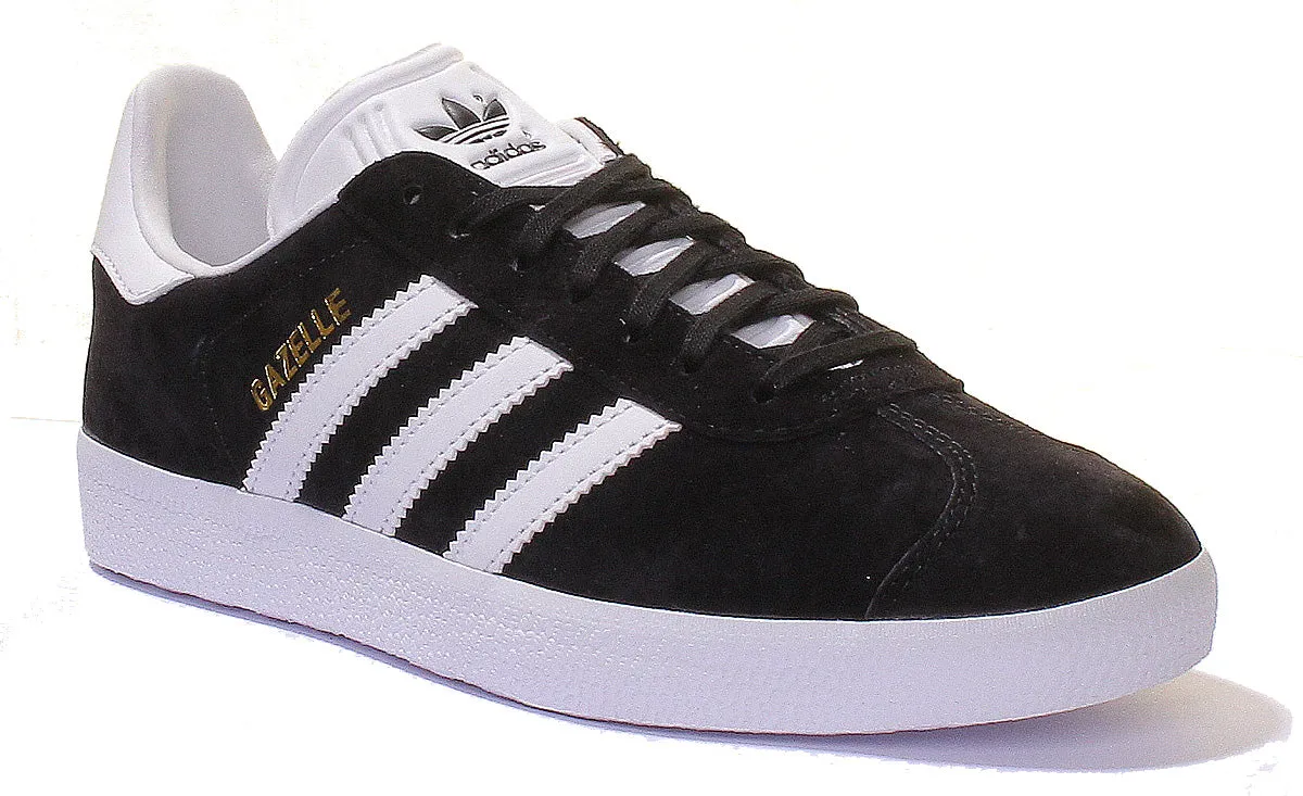 Adidas Gazelle Suede Leather Trainers In Black White Shoes Adidas