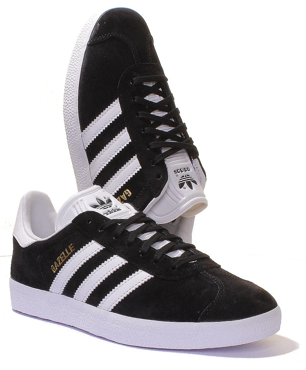 Adidas Gazelle Suede Leather Trainers In Black White Shoes Adidas