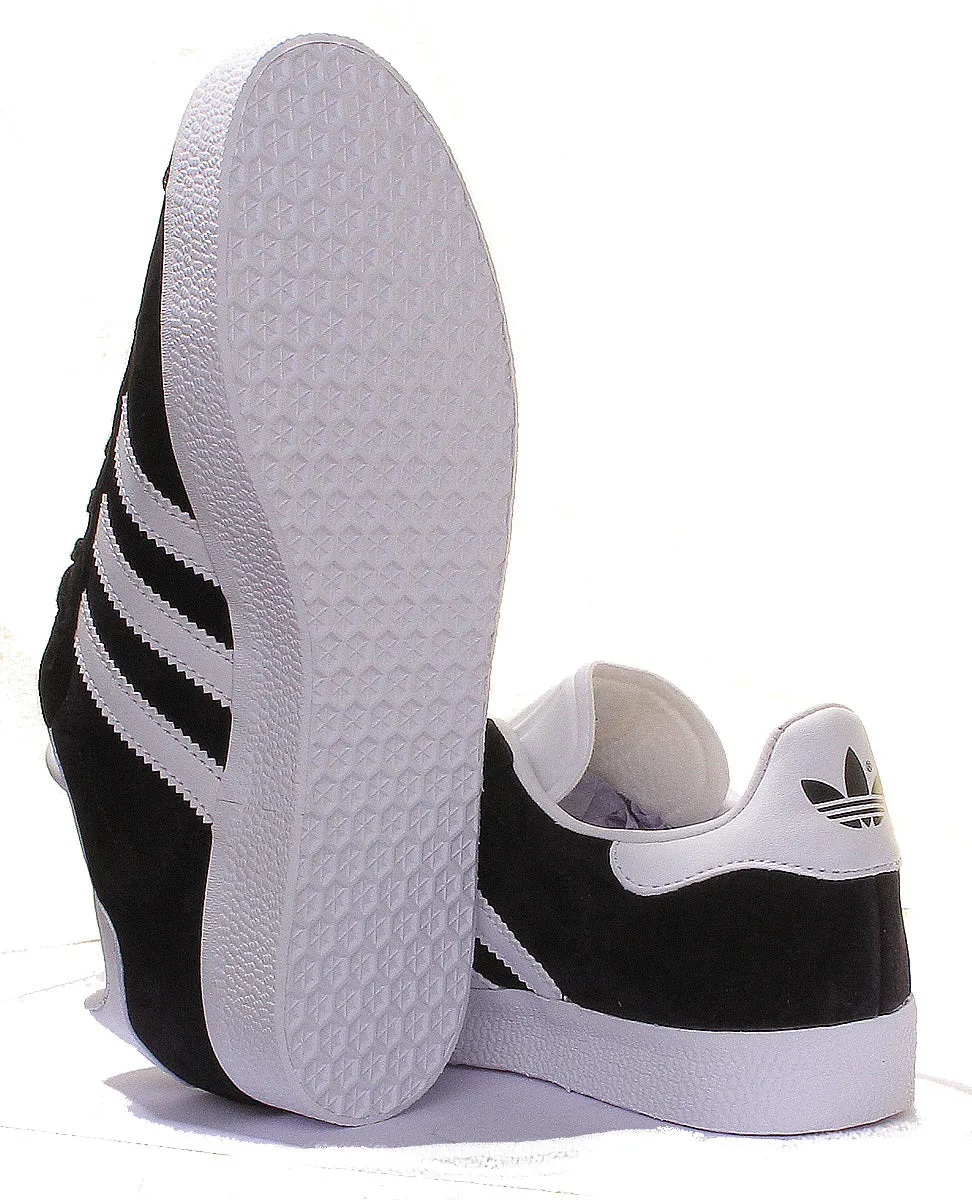 Adidas Gazelle Suede Leather Trainers In Black White Shoes Adidas