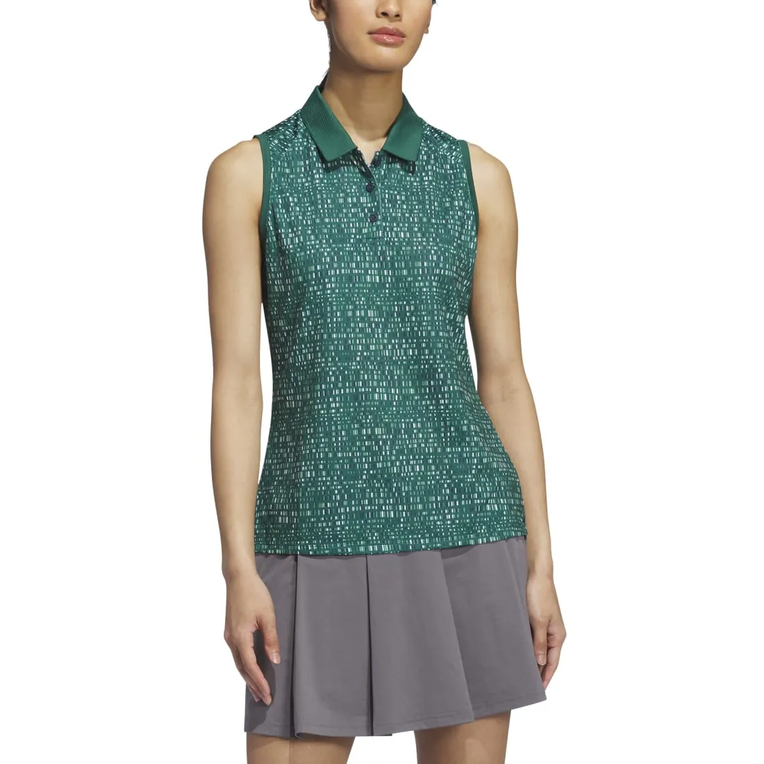 adidas Ladies Sleeveless Digitized Print Golf Polo Shirt IX3659
