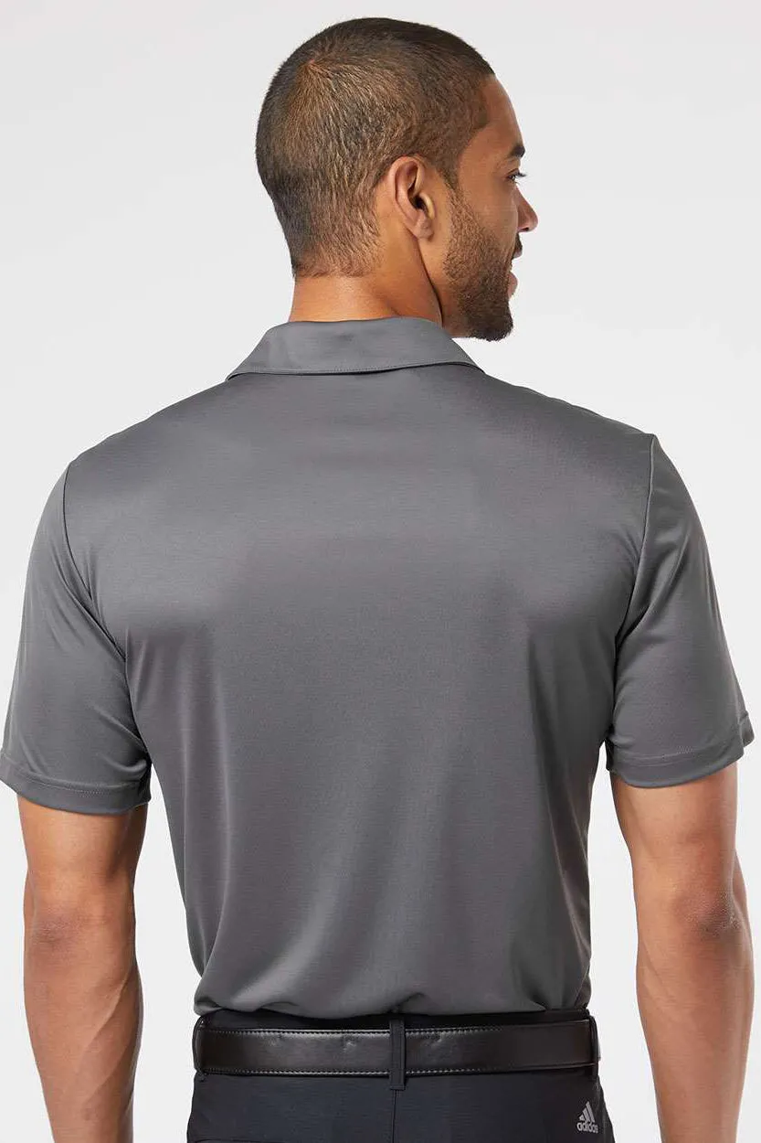 Adidas Mens 3 Stripes UPF 50  Short Sleeve Polo Shirt - Grey/Black