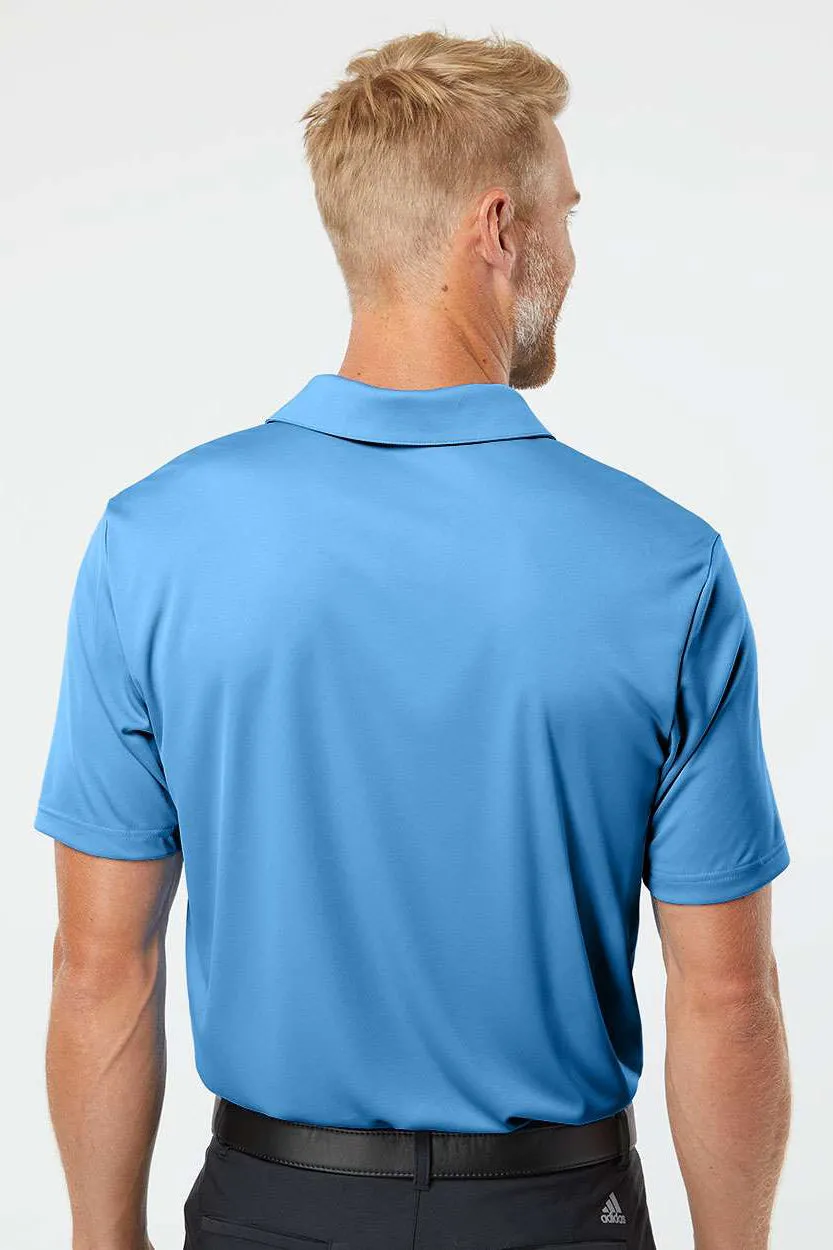 Adidas Mens 3 Stripes UPF 50  Short Sleeve Polo Shirt - Lucky Blue/White
