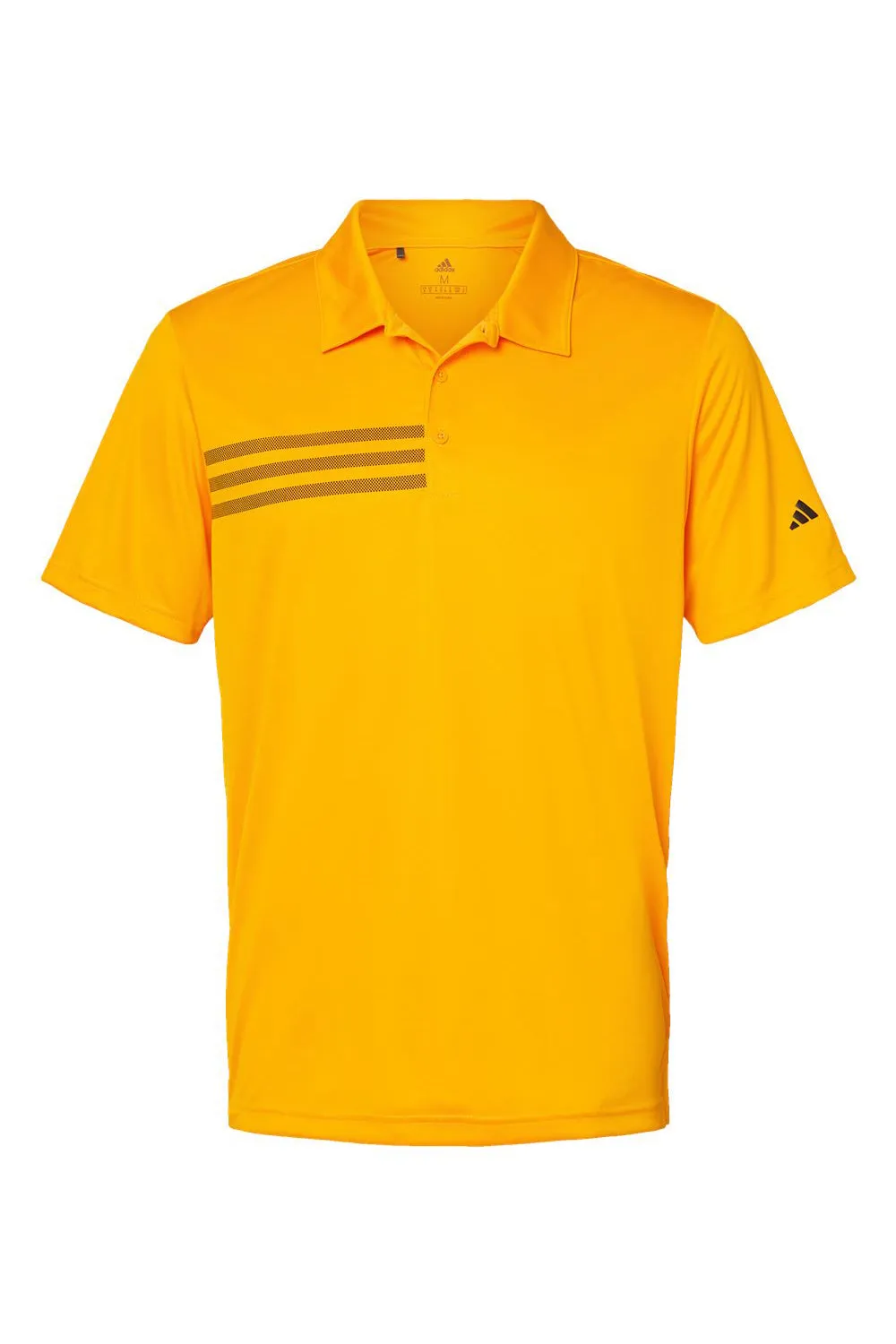 Adidas Mens 3 Stripes UPF 50  Short Sleeve Polo Shirt - Team Collegiate Gold/Black