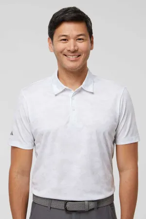 Adidas Mens Camo Moisture Wicking Short Sleeve Polo Shirt - White
