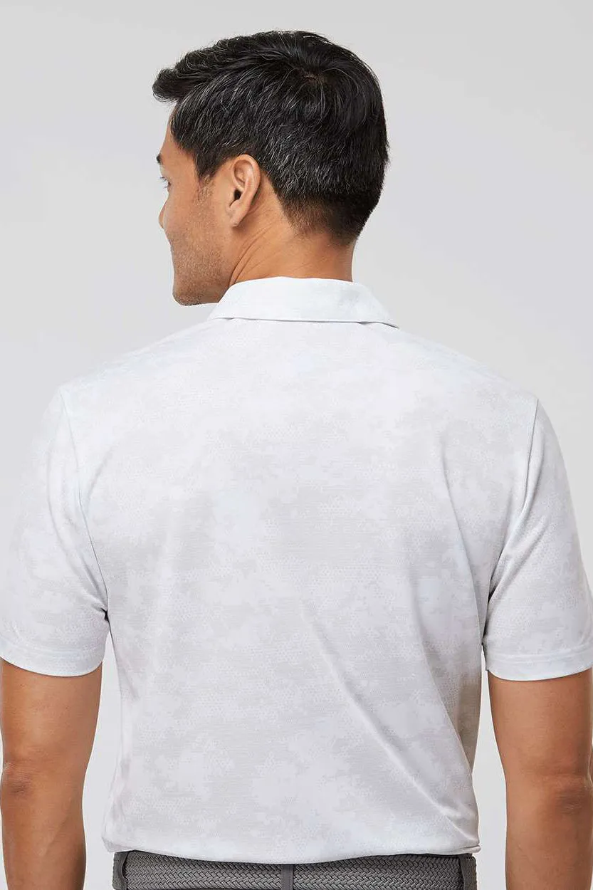 Adidas Mens Camo Moisture Wicking Short Sleeve Polo Shirt - White