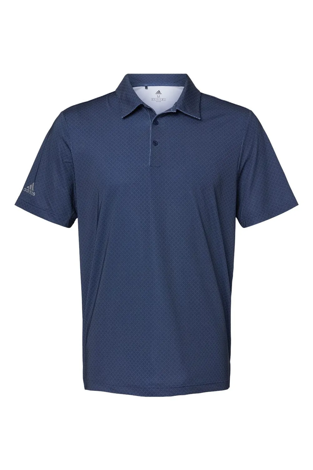 Adidas Mens Diamond Dot Moisture Wicking Short Sleeve Polo Shirt - Navy Blue/White/Grey