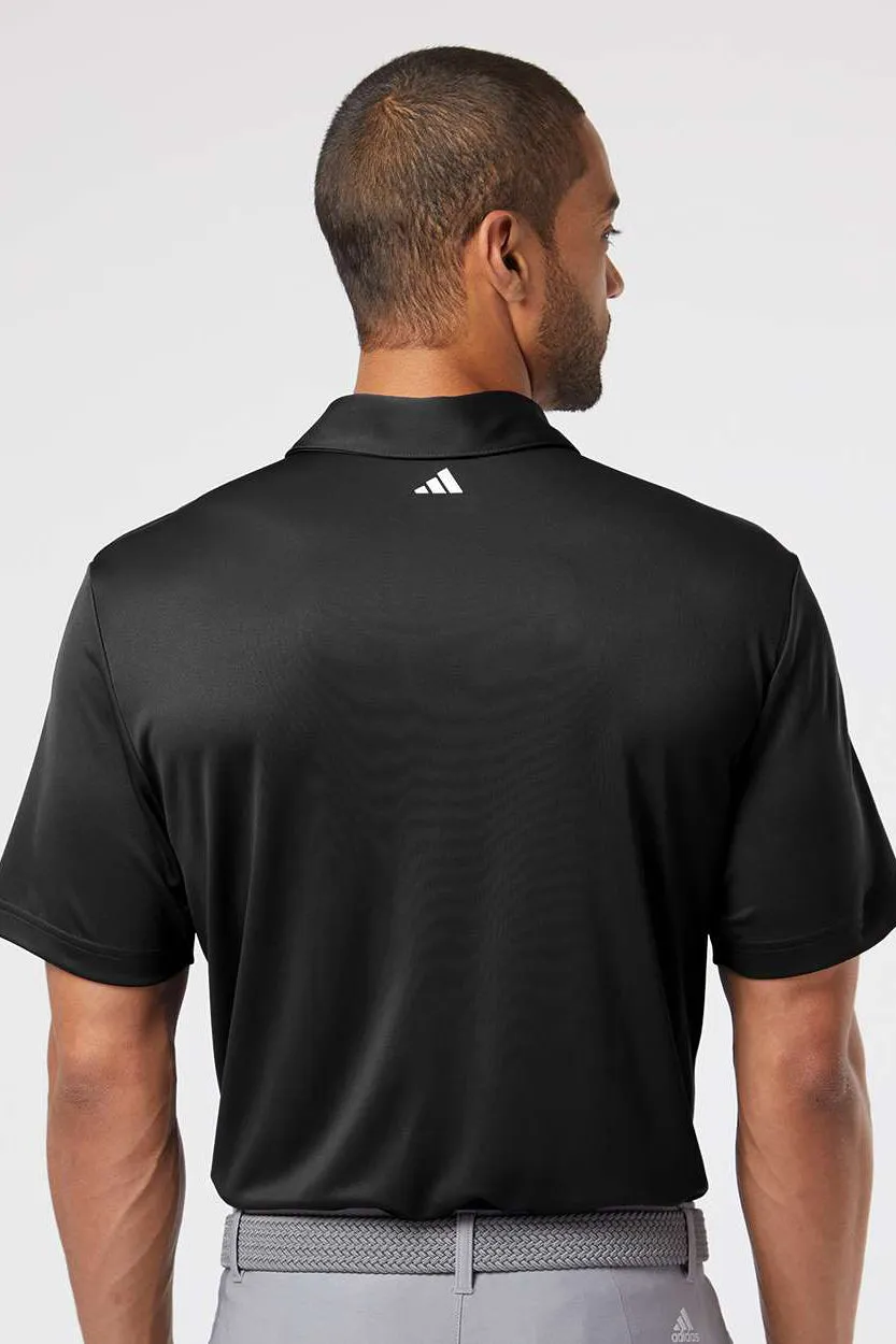 Adidas Mens Floating 3 Stripes UPF 50  Short Sleeve Polo Shirt - Black