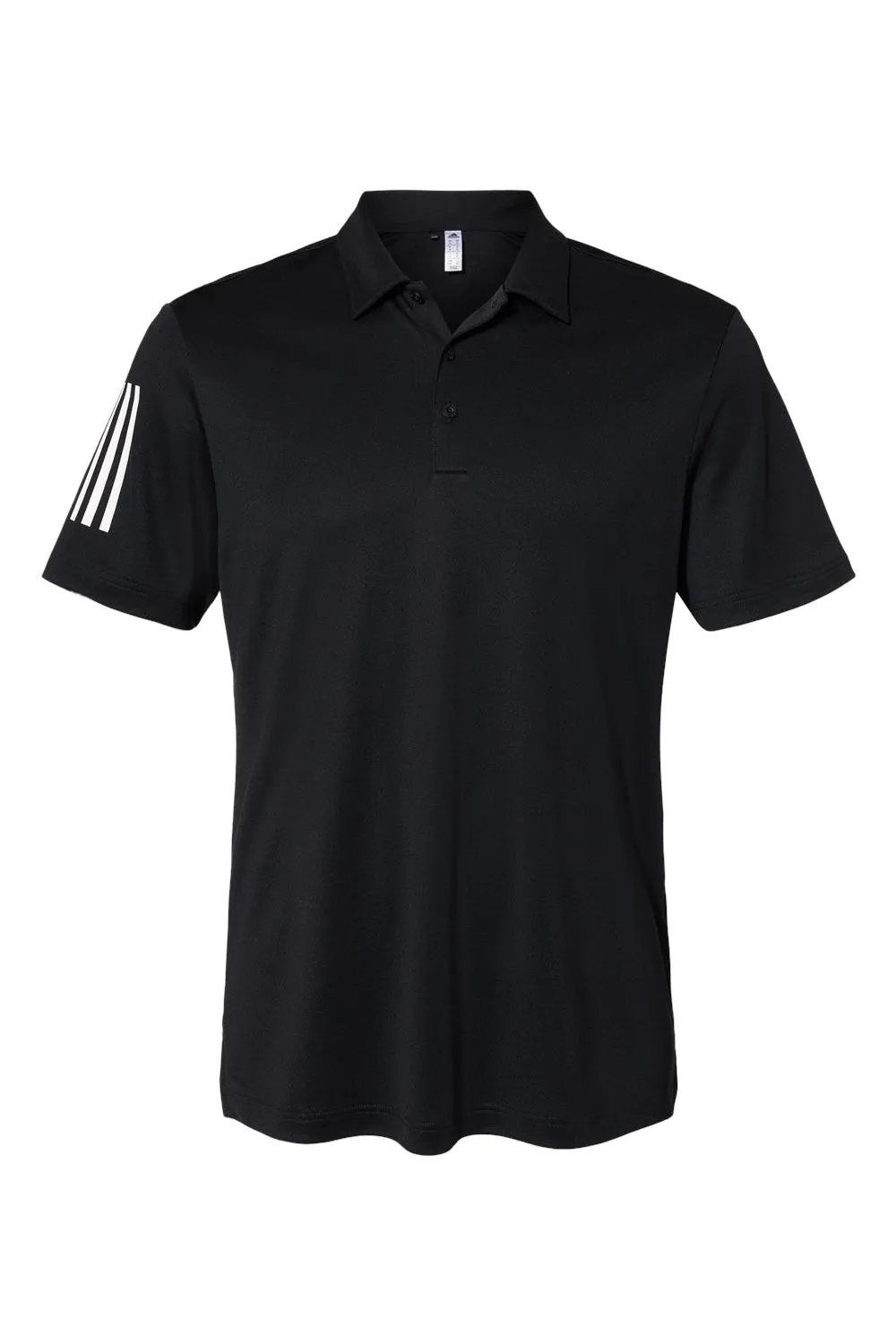 Adidas Mens Floating 3 Stripes UPF 50  Short Sleeve Polo Shirt - Black