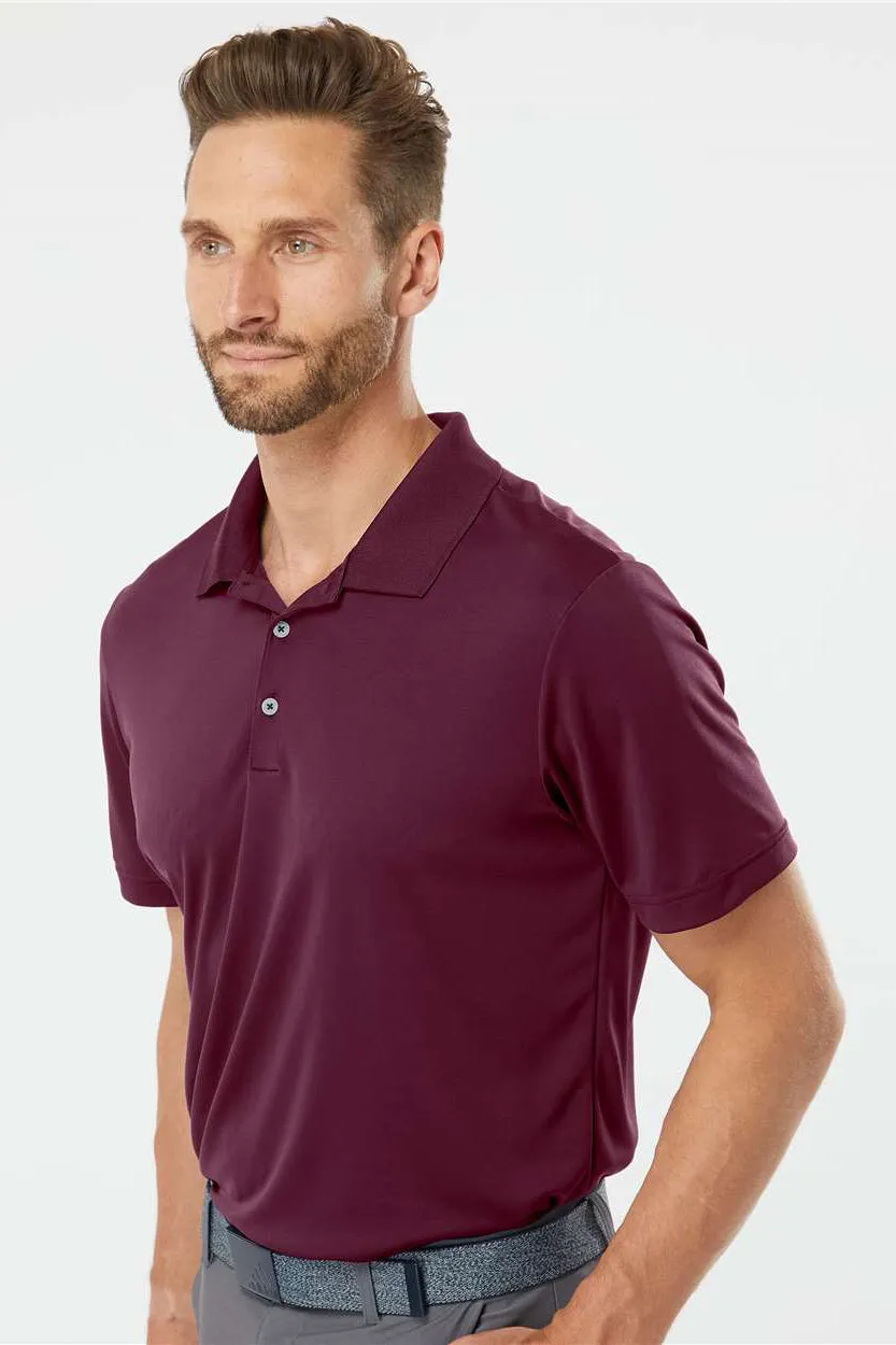Adidas Mens Performance UPF 50  Short Sleeve Polo Shirt - Maroon