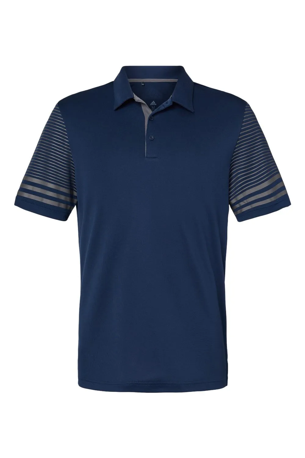 Adidas Mens Striped UPF 50  Short Sleeve Polo Shirt - Team Navy Blue/Grey - Closeout