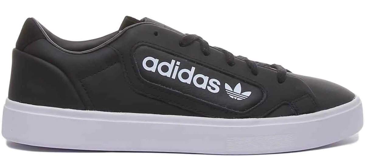 Adidas Sleek Leather Trainers In Black White For Women Shoes Adidas