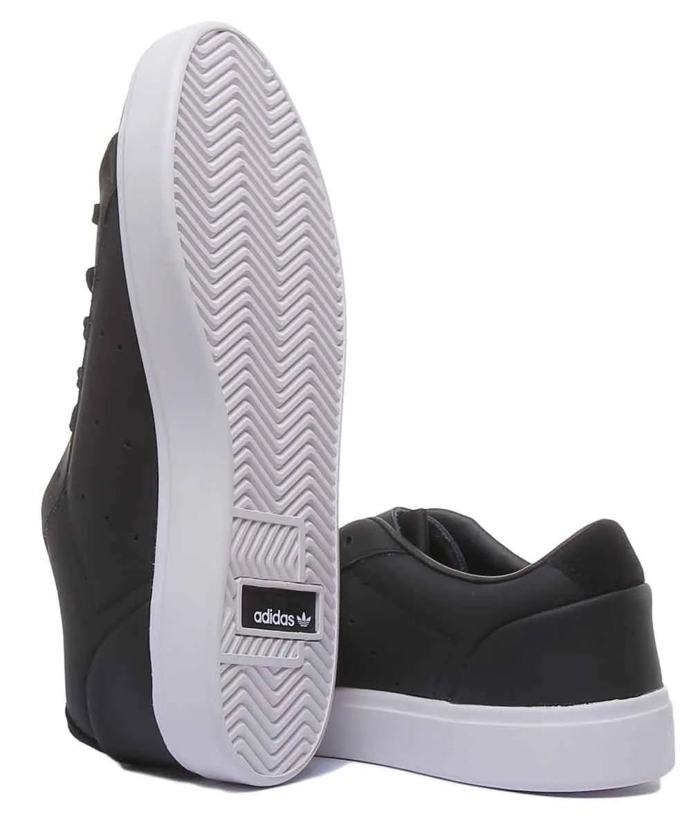 Adidas Sleek Leather Trainers In Black White For Women Shoes Adidas