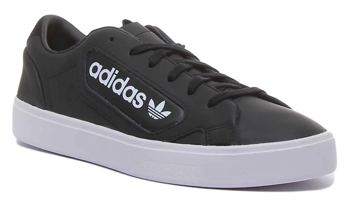 Adidas Sleek Leather Trainers In Black White For Women Shoes Adidas