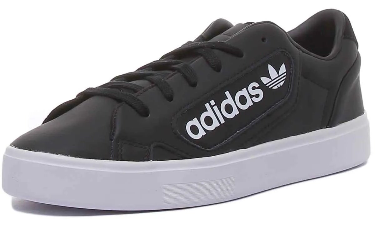 Adidas Sleek Leather Trainers In Black White For Women Shoes Adidas