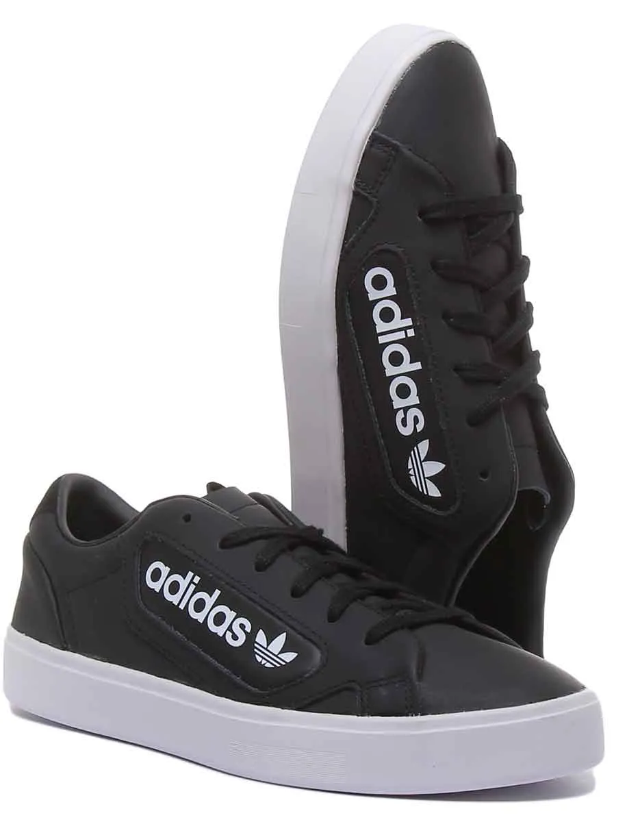 Adidas Sleek Leather Trainers In Black White For Women Shoes Adidas