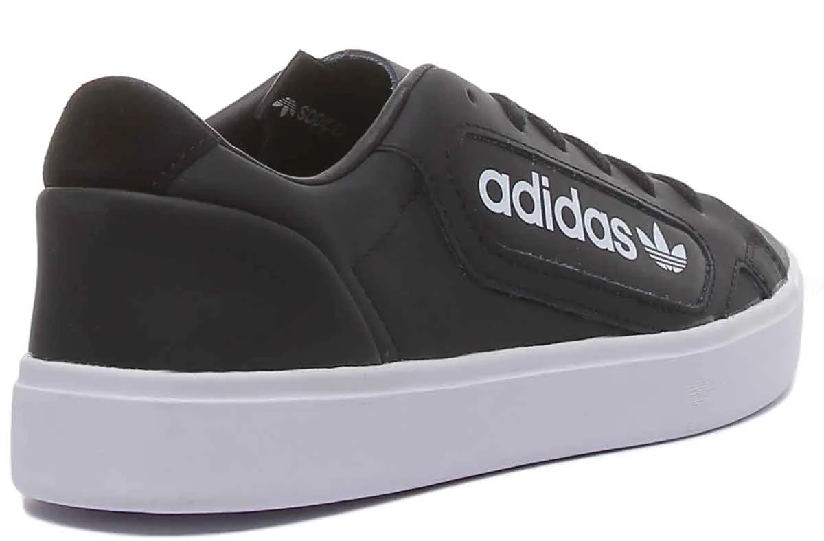 Adidas Sleek Leather Trainers In Black White For Women Shoes Adidas