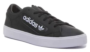 Adidas Sleek Leather Trainers In Black White For Women Shoes Adidas