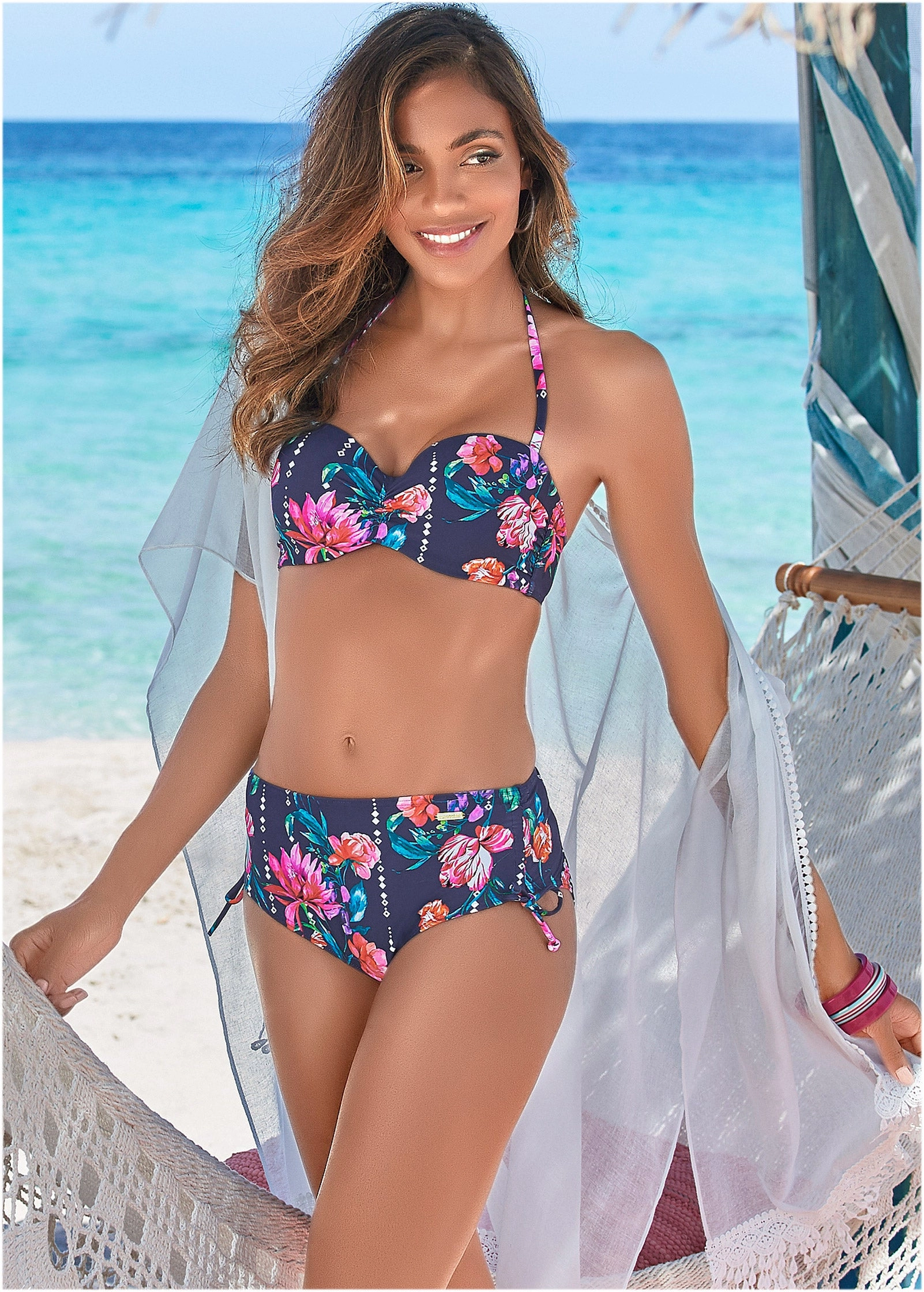 Adjustable Mid-Rise Bottom - Floral Drop modest swim bottoms women, comfortable bikini bottoms