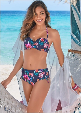Adjustable Mid-Rise Bottom - Floral Drop modest swim bottoms women, comfortable bikini bottoms
