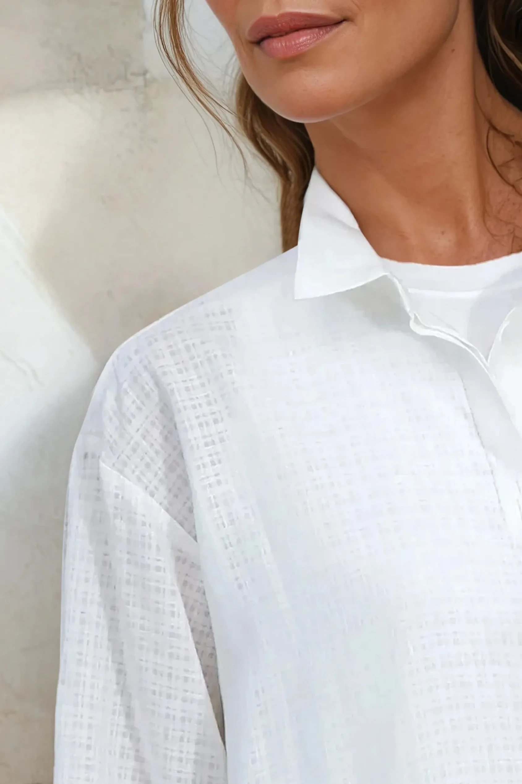 ADRIA SHIRT IN ITALIAN COTTON WHITE WEAVE