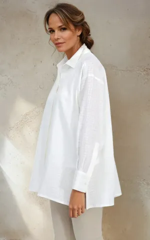 ADRIA SHIRT IN ITALIAN COTTON WHITE WEAVE