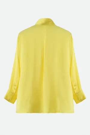 ADRIA SHIRT IN STRETCH SILK CHARMEUSE IN YELLOW