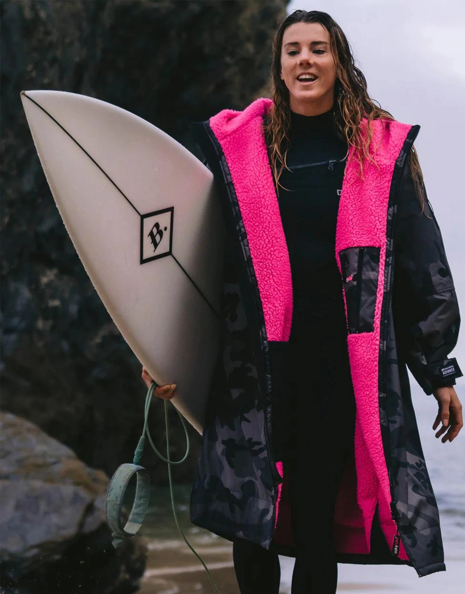 Advance Long Sleeve Adult Robe - Black Camo Pink