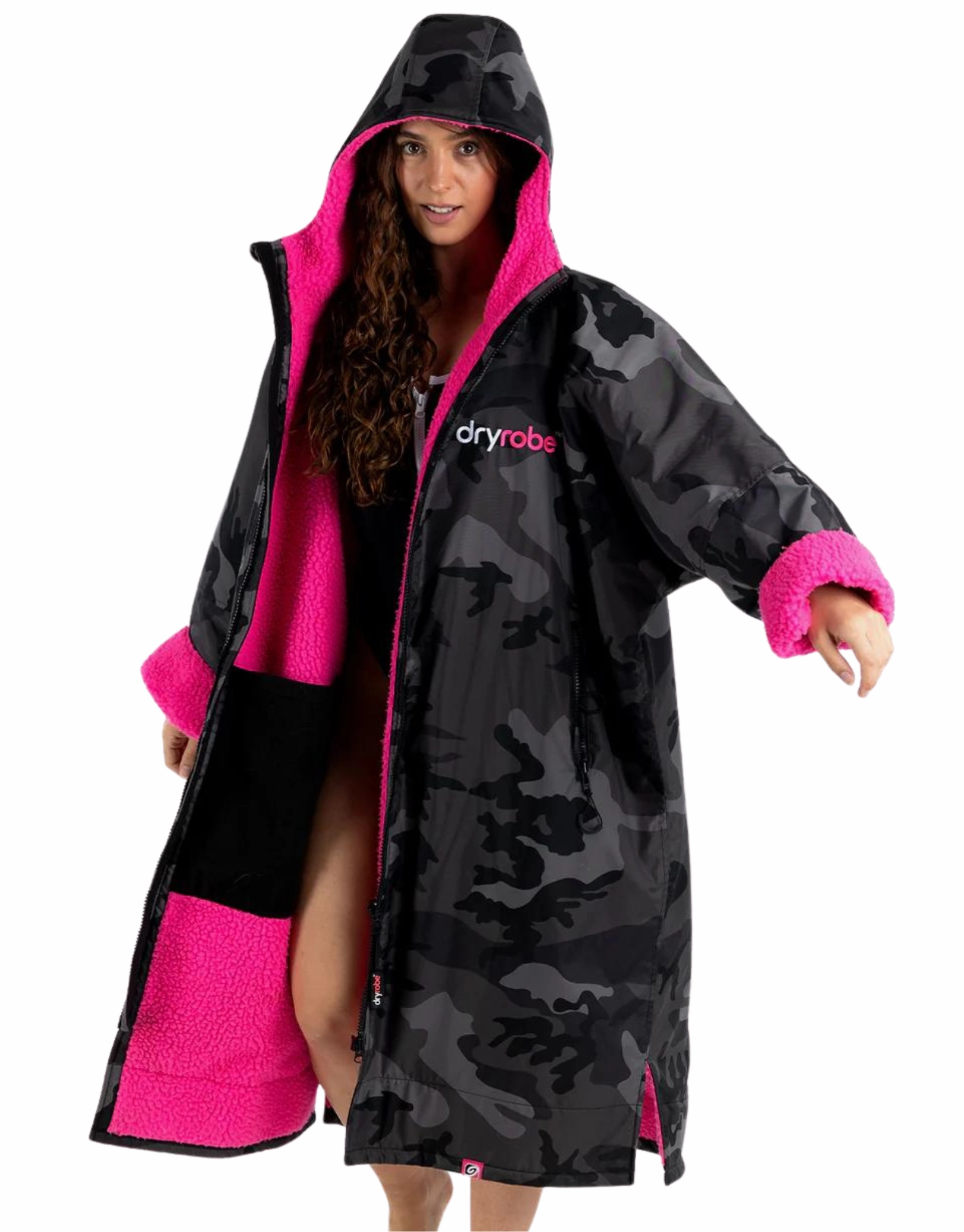 Advance Long Sleeve Adult Robe - Black Camo Pink