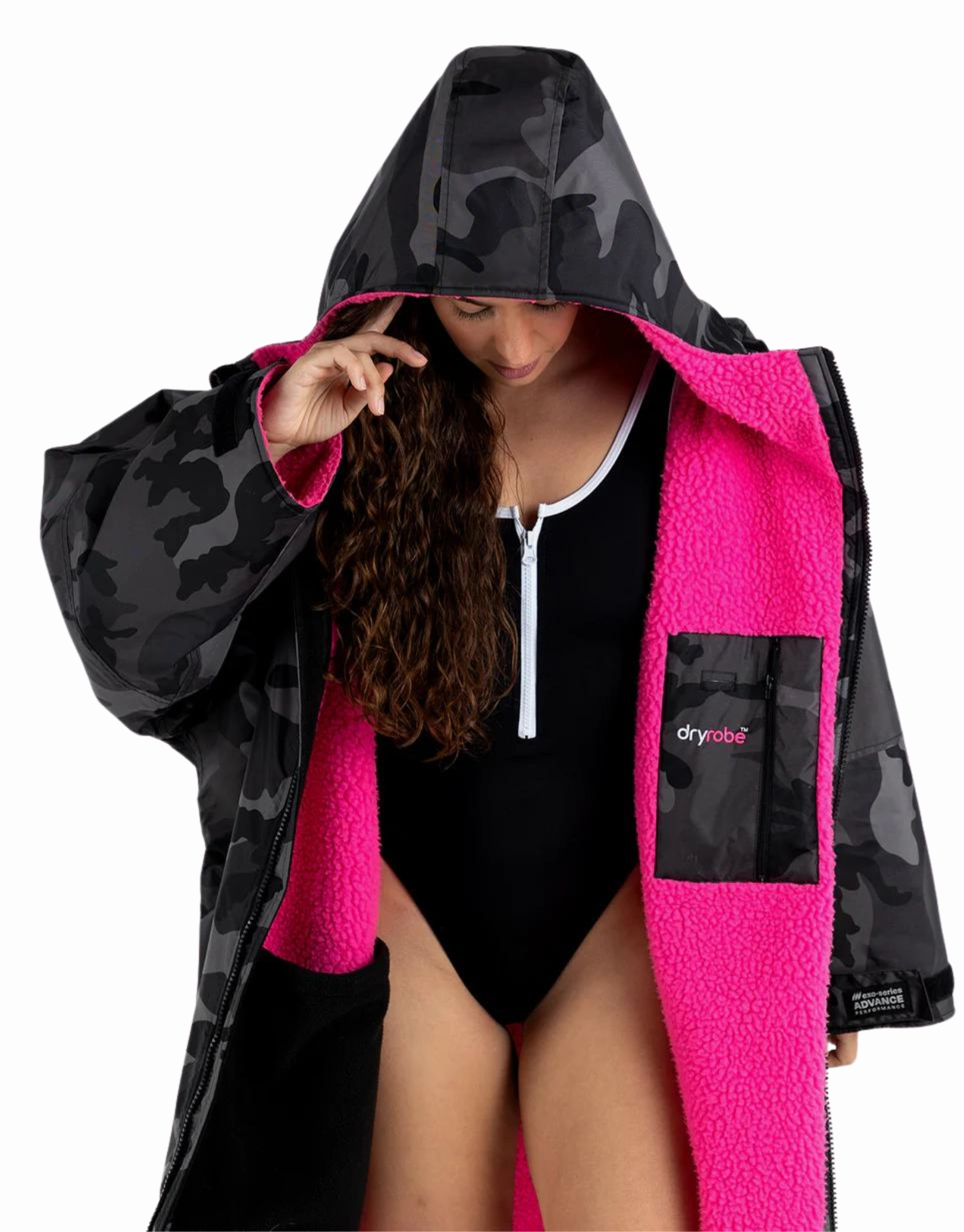 Advance Long Sleeve Adult Robe - Black Camo Pink