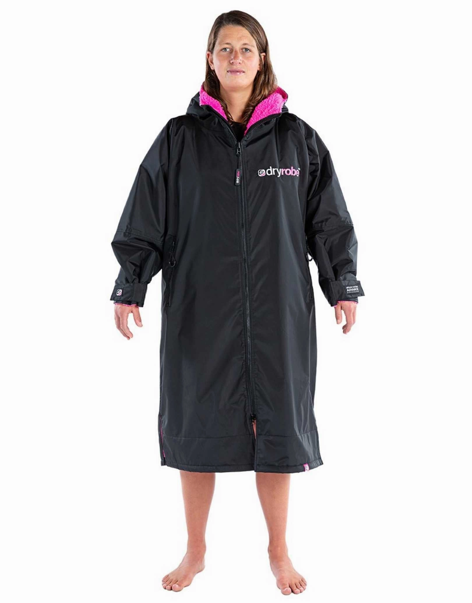 Advance Long Sleeve Adult Robe - Black/Pink dryrobe changing robes, waterproof dryrobe swim gear