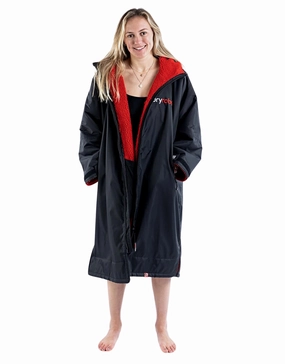 Advance Long Sleeve Adult Robe - Black/Red dryrobe changing robes, waterproof dryrobe swim gear