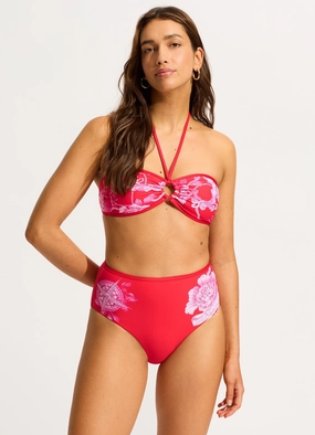 Ahoy Ring Front Bandeau Bikini Top - Chilli Red two-piece bikinis for women, trendy bikinis for beachwear