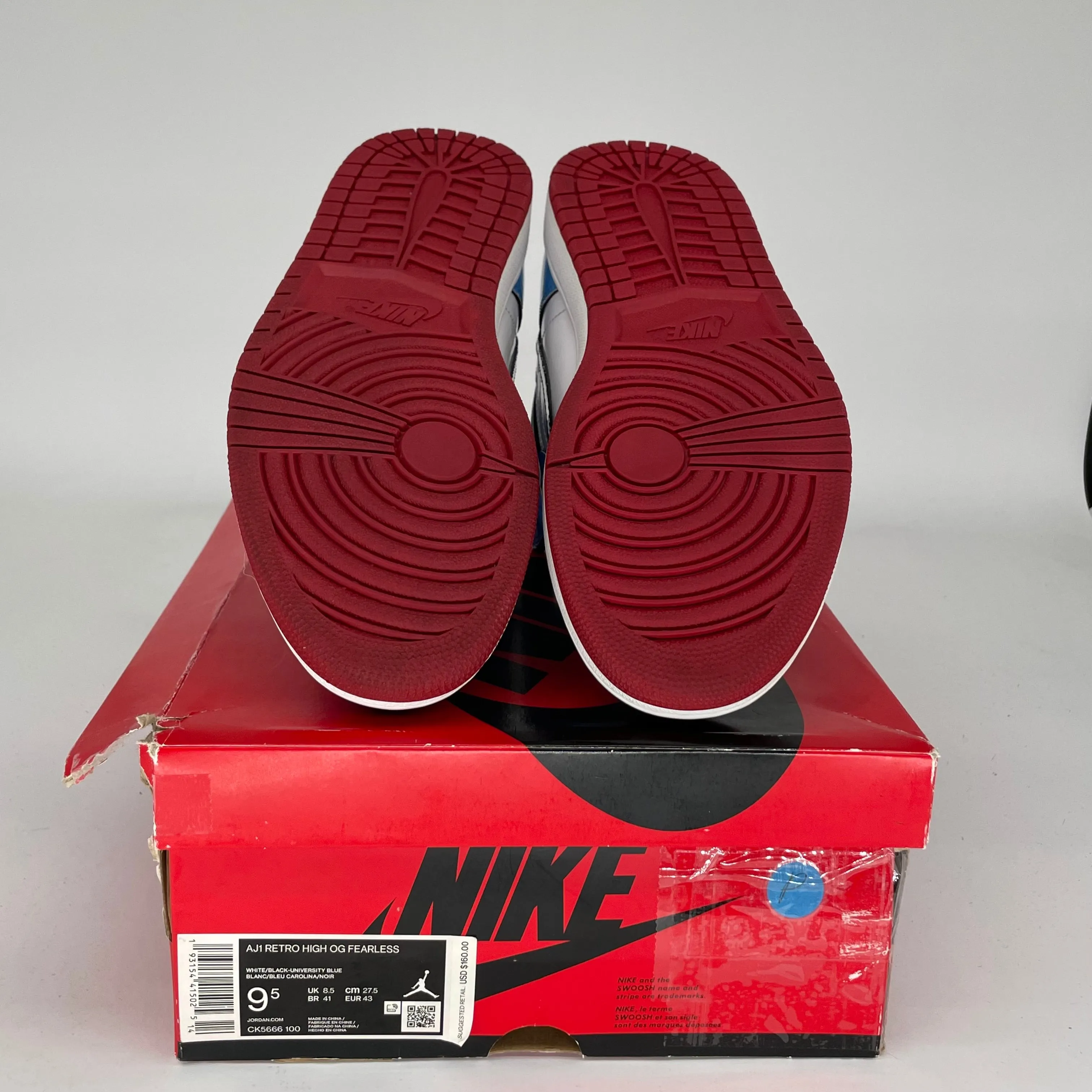 AIR JORDAN 1 FEARLESS UNC CHICAGO SIZE 9.5 CK5666-100