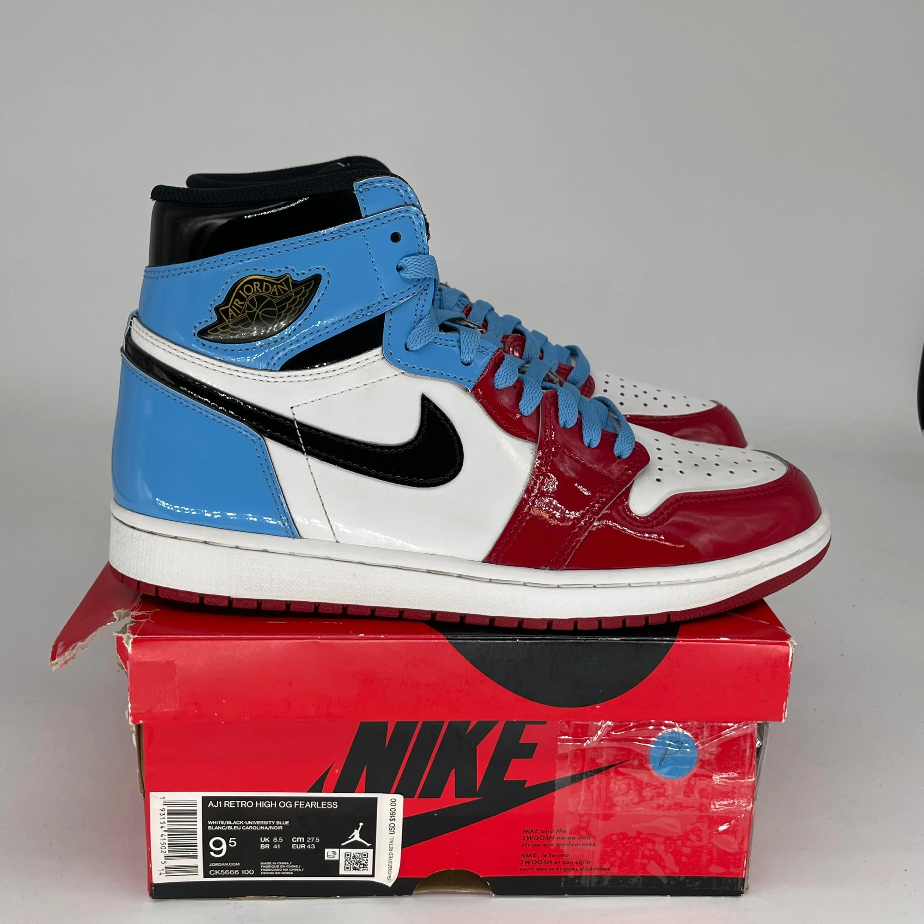 AIR JORDAN 1 FEARLESS UNC CHICAGO SIZE 9.5 CK5666-100