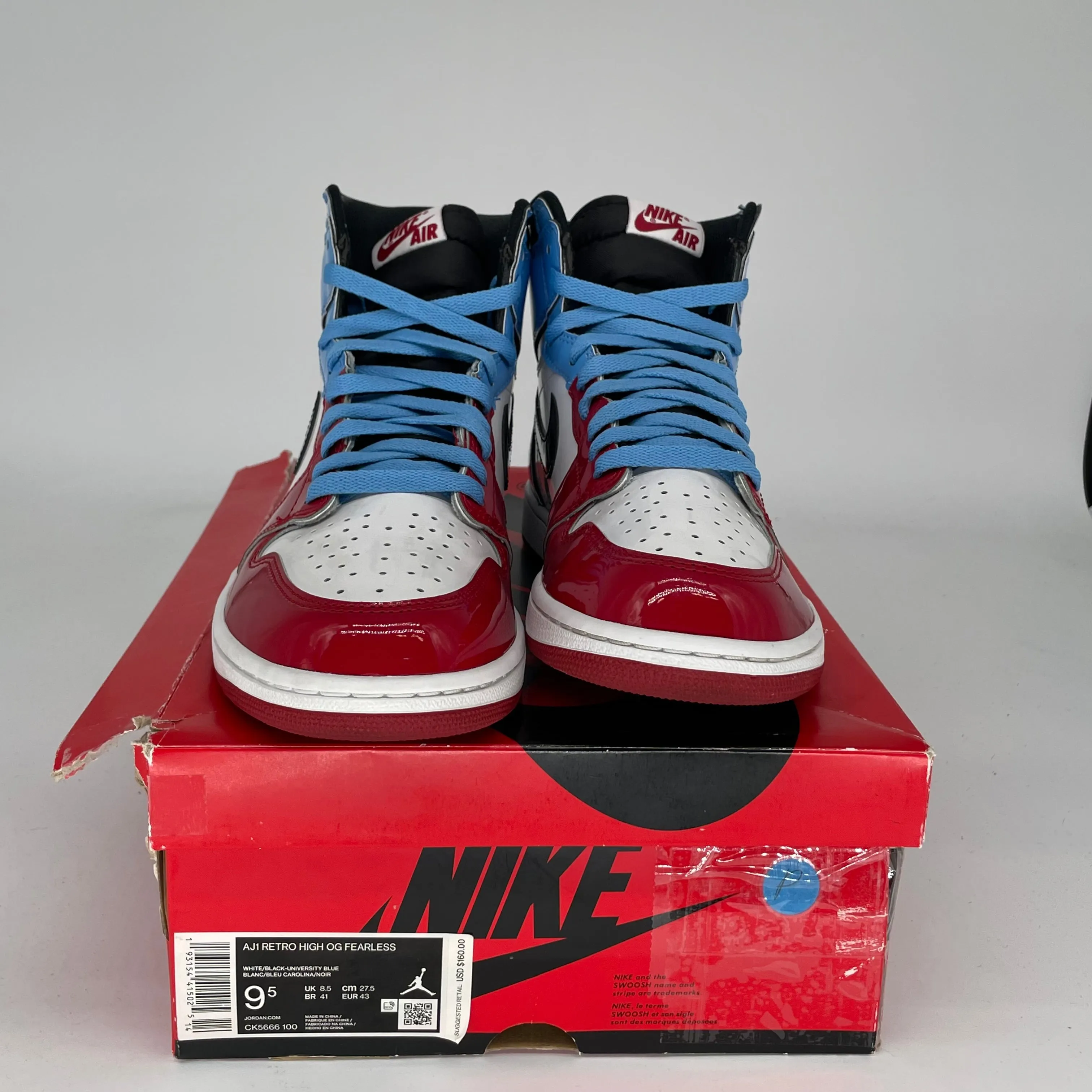 AIR JORDAN 1 FEARLESS UNC CHICAGO SIZE 9.5 CK5666-100