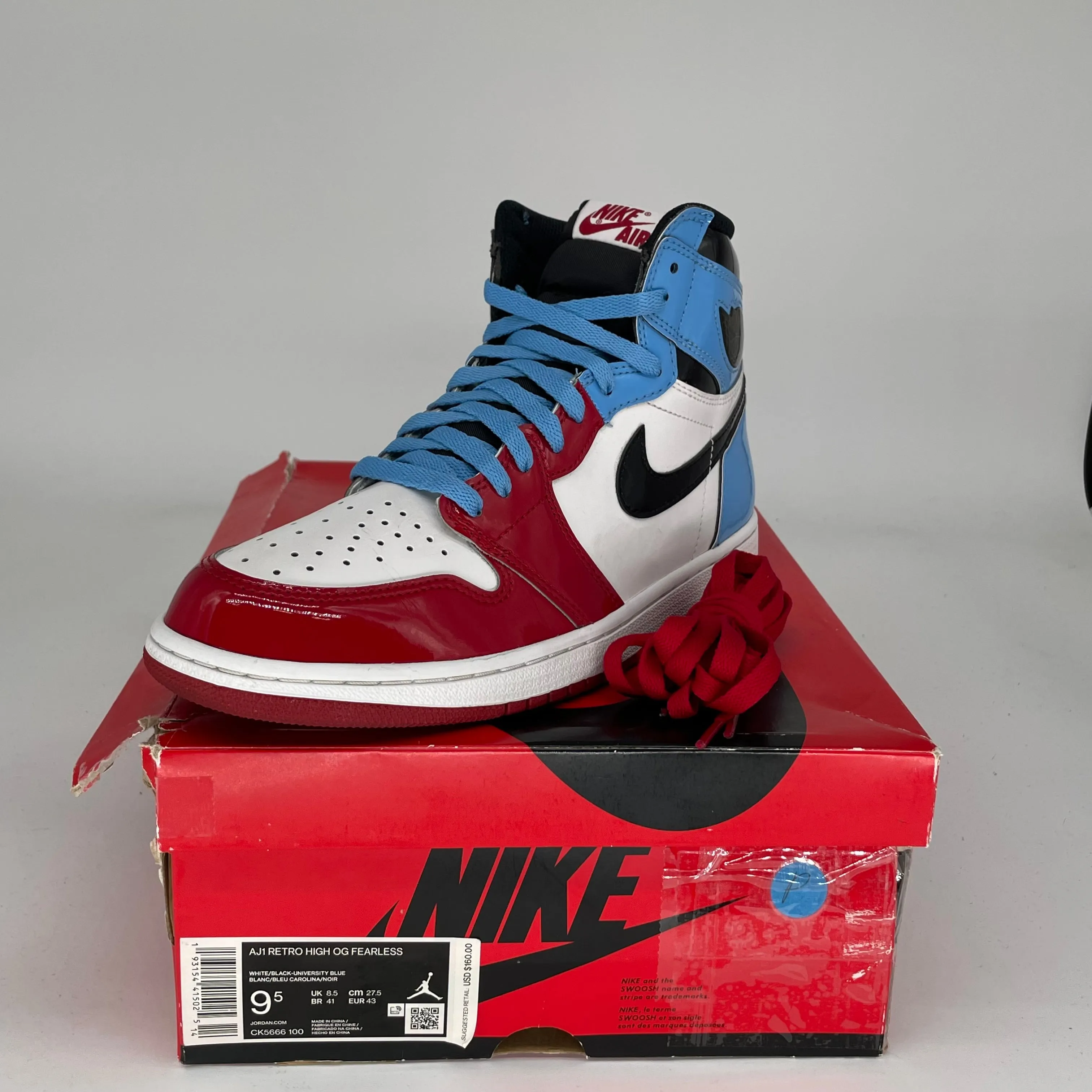 AIR JORDAN 1 FEARLESS UNC CHICAGO SIZE 9.5 CK5666-100