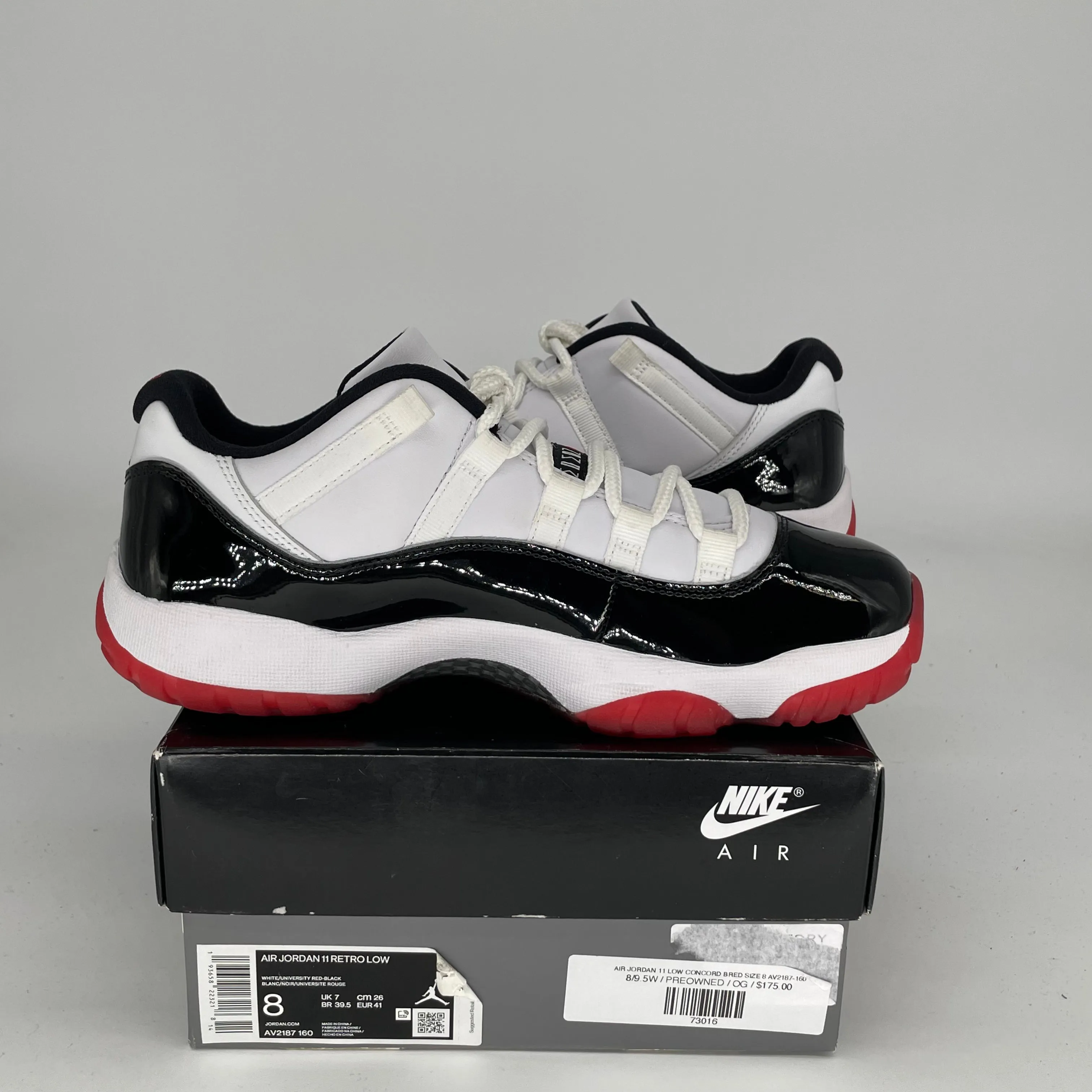 AIR JORDAN 11 LOW CONCORD BRED SIZE 8 AV2187-160
