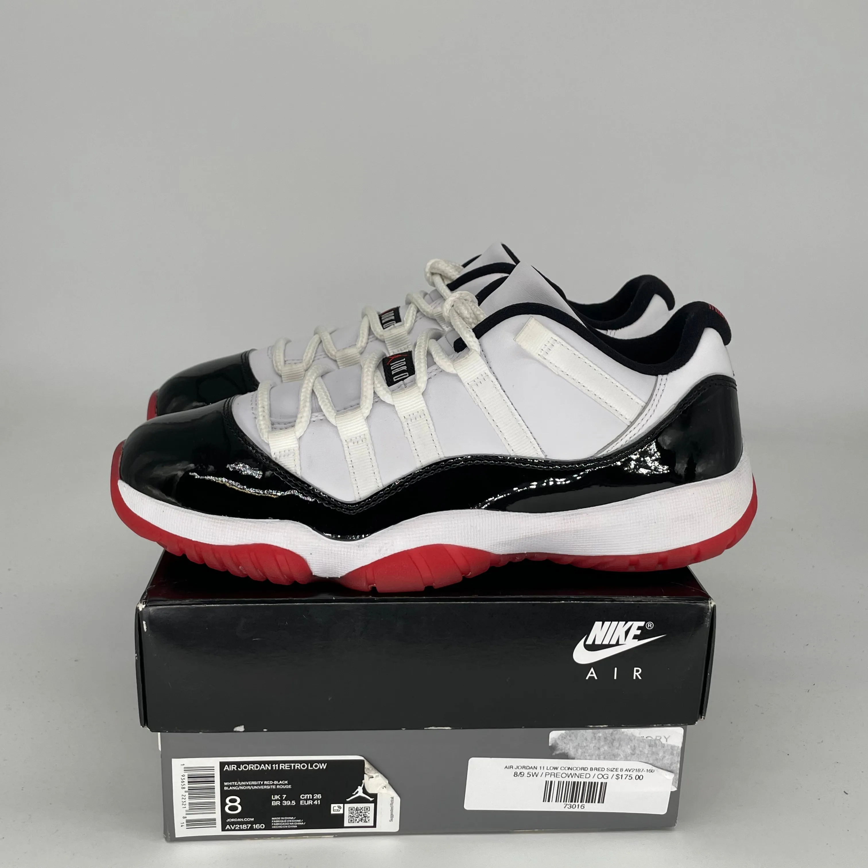 AIR JORDAN 11 LOW CONCORD BRED SIZE 8 AV2187-160