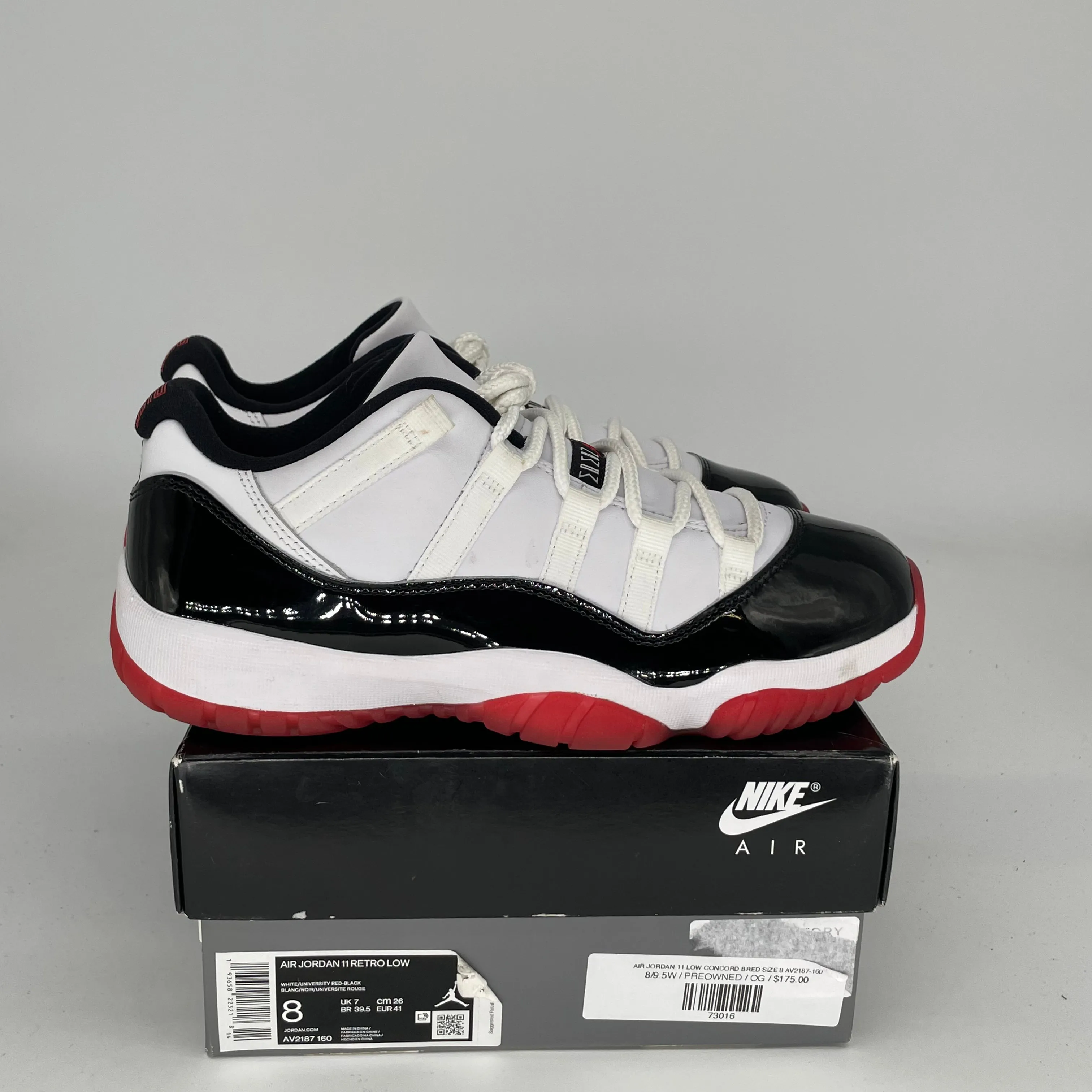 AIR JORDAN 11 LOW CONCORD BRED SIZE 8 AV2187-160