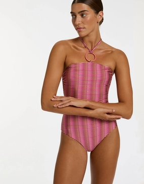 Alessia Geo Halter Swimsuit - Peony bandeau swimsuits for women, strapless swimwear tops