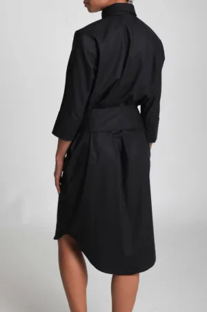 ALEXA DOLMAN SLEEVE DRESS IN FINE TROPICAL ITALIAN WOOL