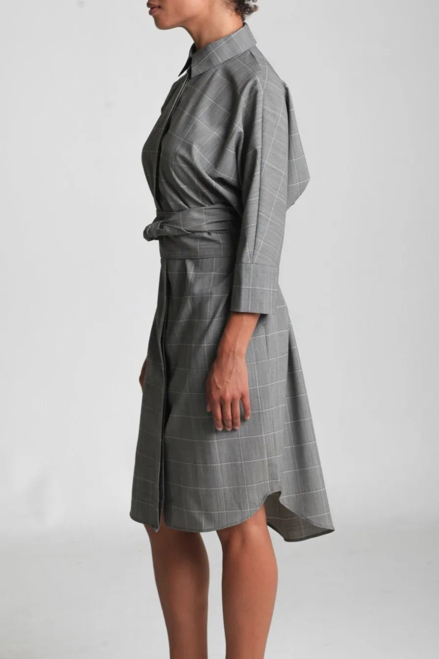 ALEXA DOLMAN SLEEVE DRESS IN FINE TROPICAL ITALIAN WOOL