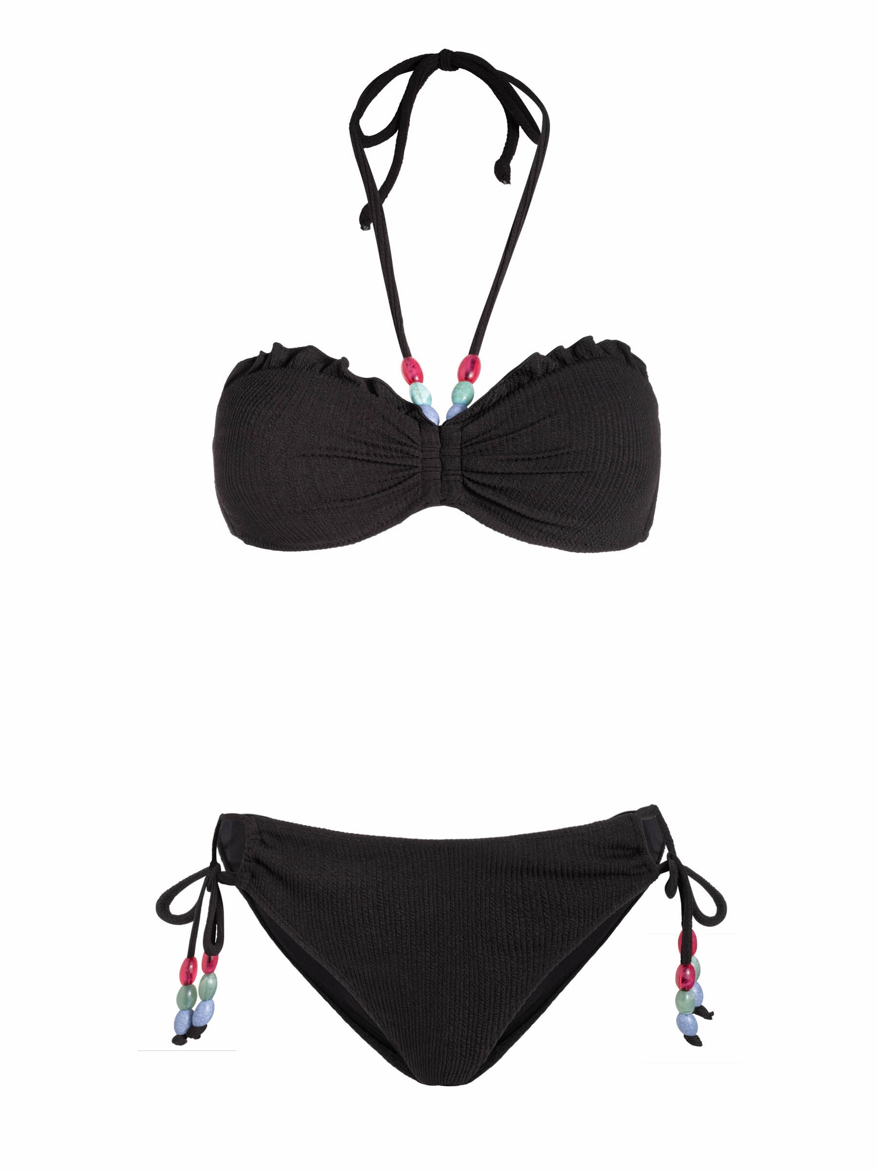 Alexis Top   Taryn Bottom In Black Texture bikini bottom with tie sides, swim top for sunbathing