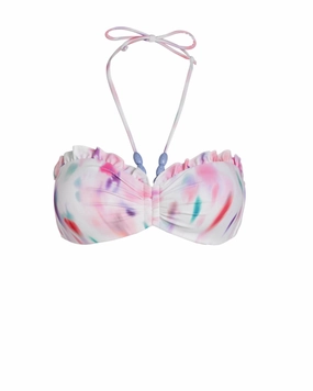 Alexis Top In Hazy Ikat Ivory strapless swimwear tops, lightweight swim tops