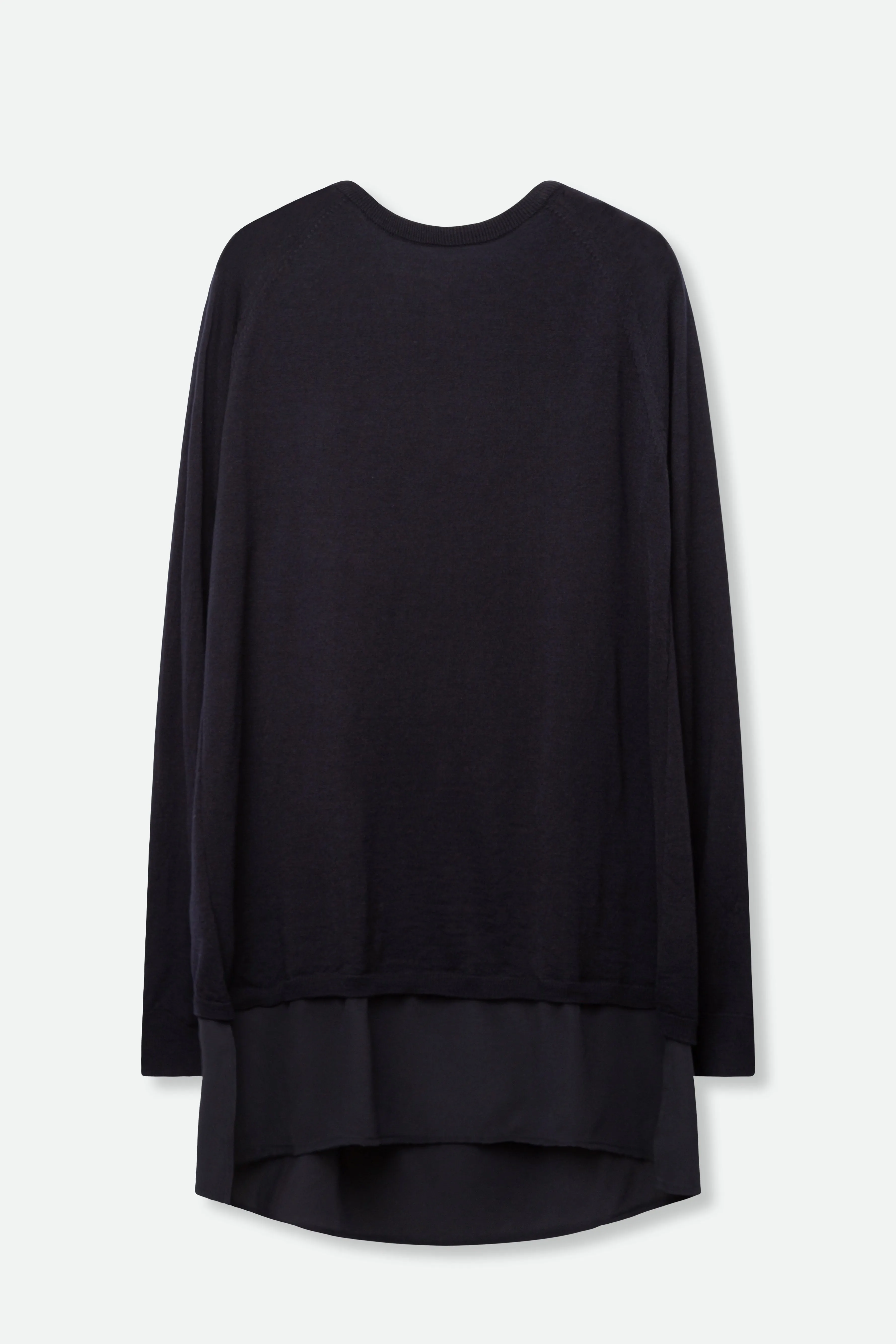 ALIA SILK-LINED MERINO WOOL TOP WITH OPEN BACK SLIT