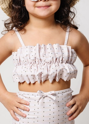 All Neutral | Mini Oversized Ruffle Top girls full coverage swimwear, kids swimwear for pool